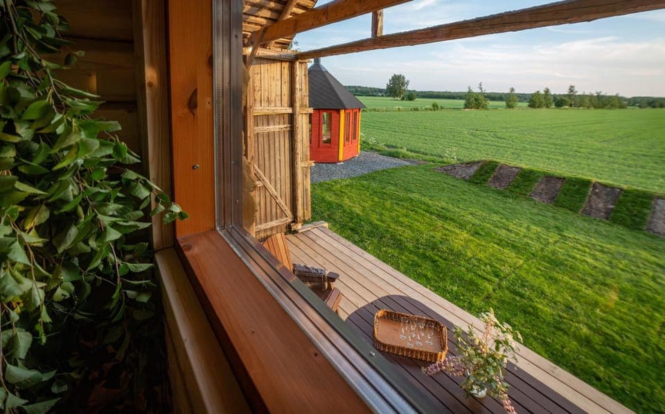 Sauna, Balcony/Terrace, Garden view