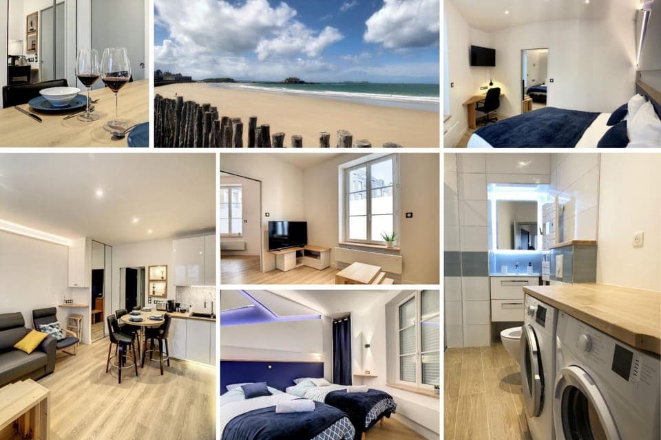 Communal lounge/ TV room, Bed, TV and multimedia, Kitchen or kitchenette, Dining area, Beach, Bedroom, washing machine, dryer