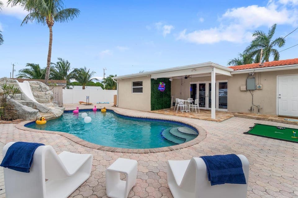 Patio, Natural landscape, Pool view