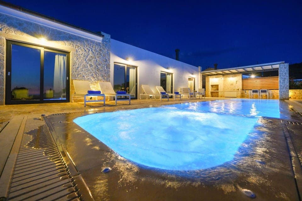 Patio, Night, Other, Pool view, Swimming pool, sunbed