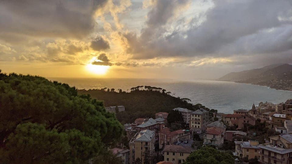 Natural landscape, Mountain view, Sea view, Sunset