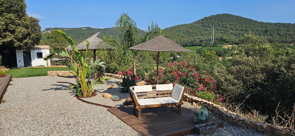 Patio, Natural landscape, Garden, Garden view, Mountain view, sunbed