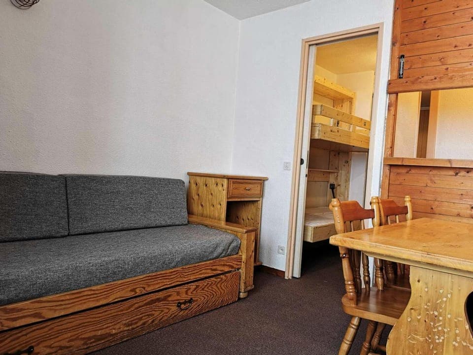 Bed, furniture, kitchen