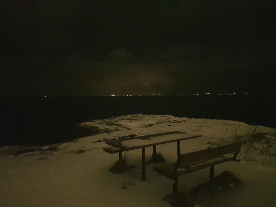 Night, Natural landscape, Winter, Sea view
