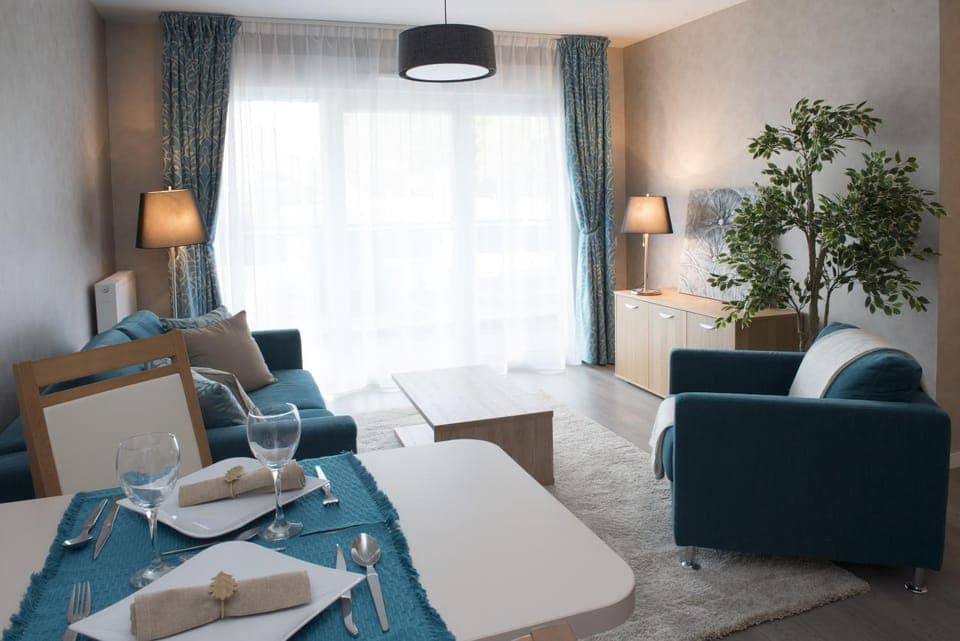 Kitchen or kitchenette, Living room, Dining area