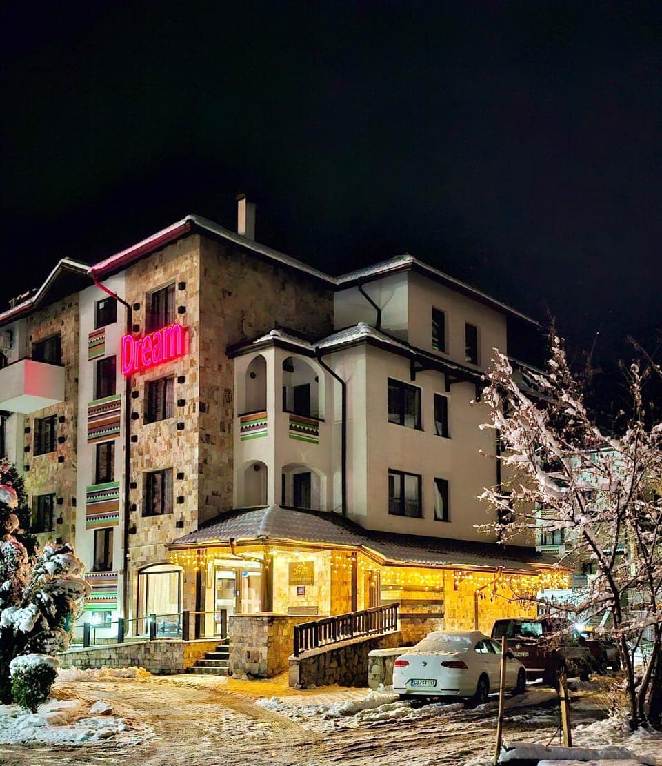 Property building, Night, Winter