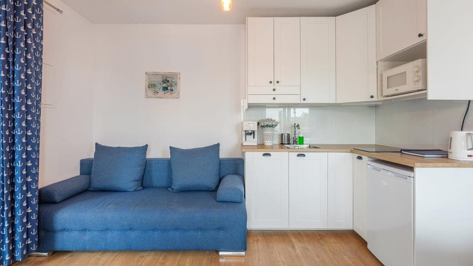 Kitchen or kitchenette, minibar, stove