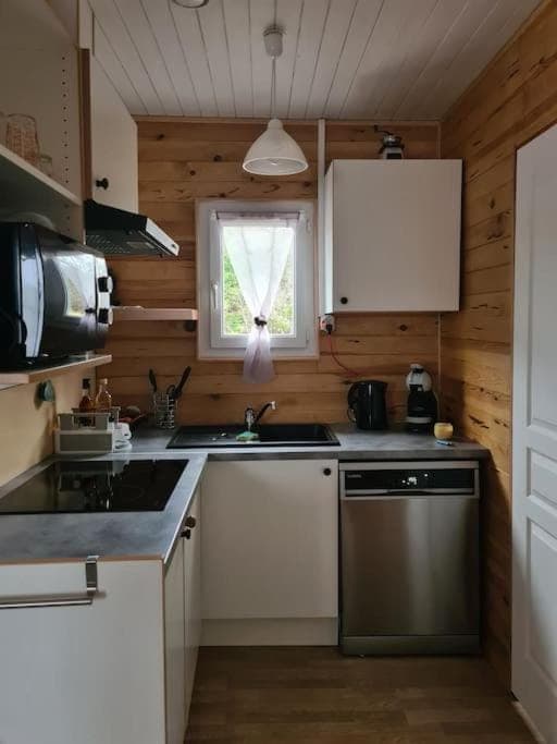 dishwasher, microwave, stove, toaster