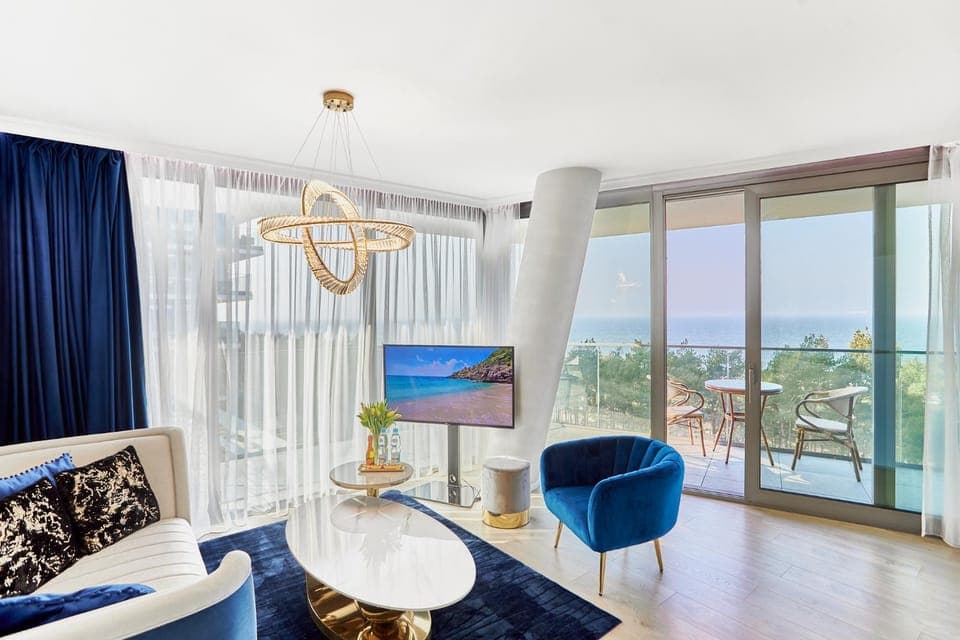 Living room, Seating area, Sea view