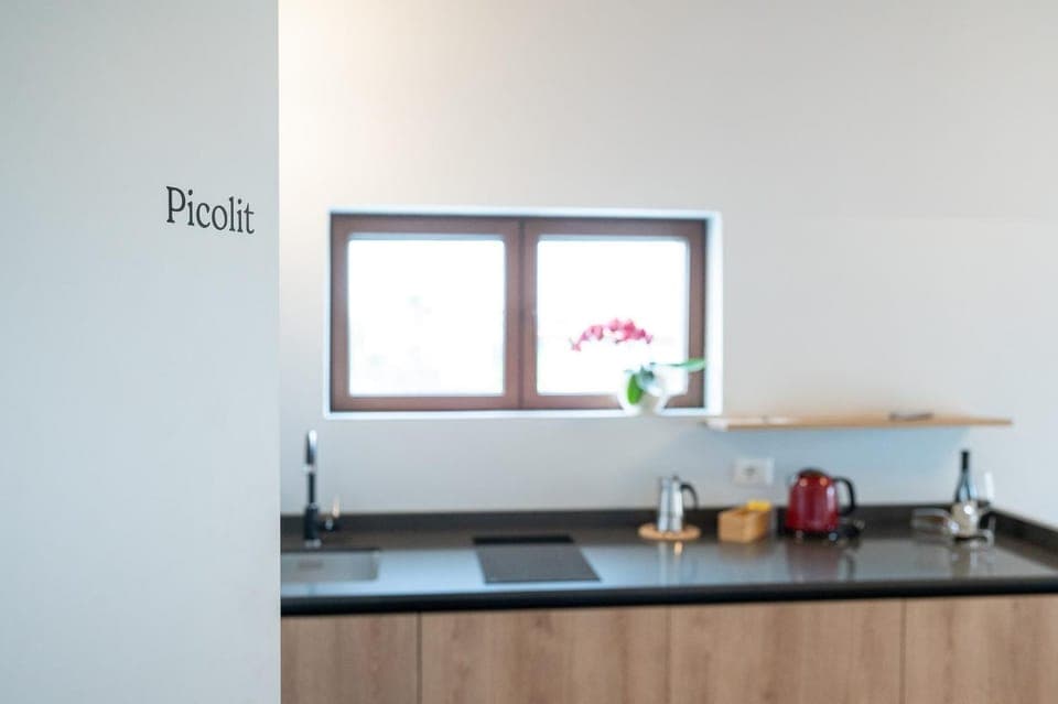 Kitchen or kitchenette, stove