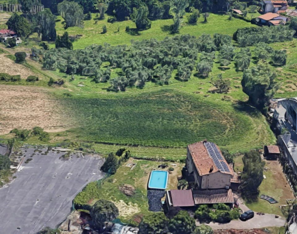 Property building, Neighbourhood, Natural landscape, Bird's eye view, Swimming pool