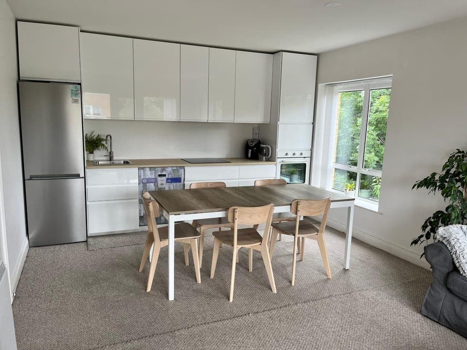 Kitchen or kitchenette, Living room, Dining area, oven, stove