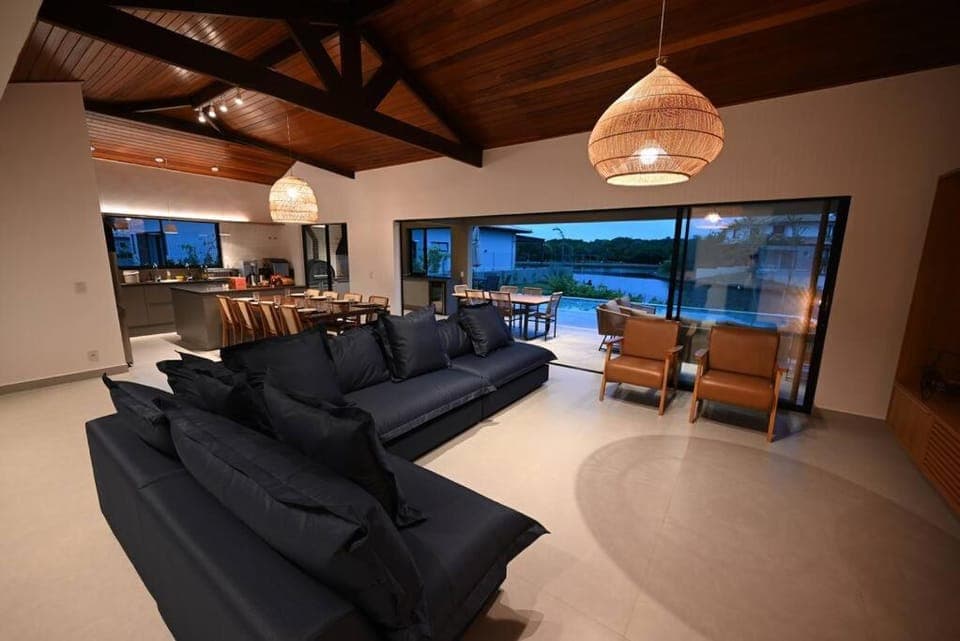 Living room, Dining area, Pool view