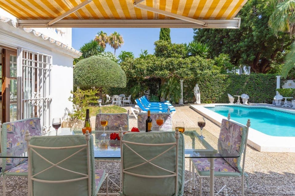 Property building, Living room, Swimming pool