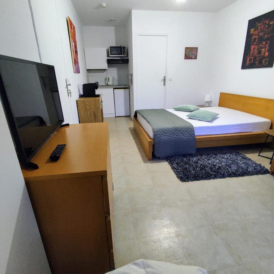 Bed, TV and multimedia, Kitchen or kitchenette, Photo of the whole room, Bedroom, minibar