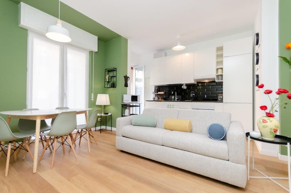 Kitchen or kitchenette, Living room, Dining area, minibar, pet friendly