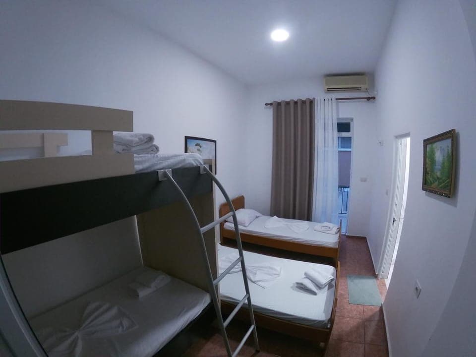 Photo of the whole room, Bedroom, bunk bed, air conditioner