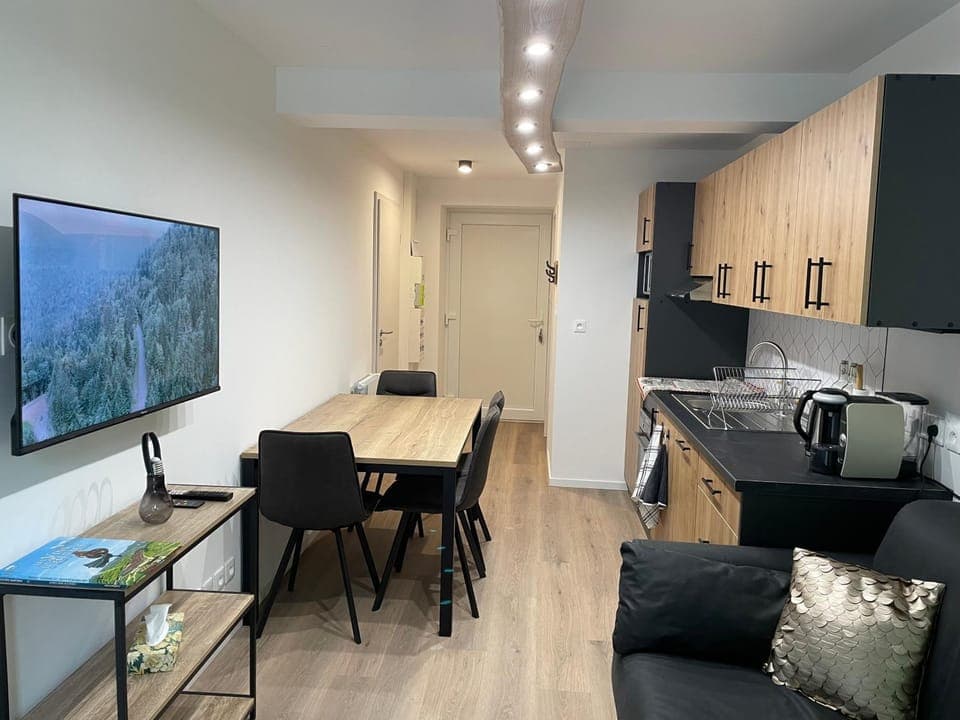 Kitchen or kitchenette, Dining area, stove