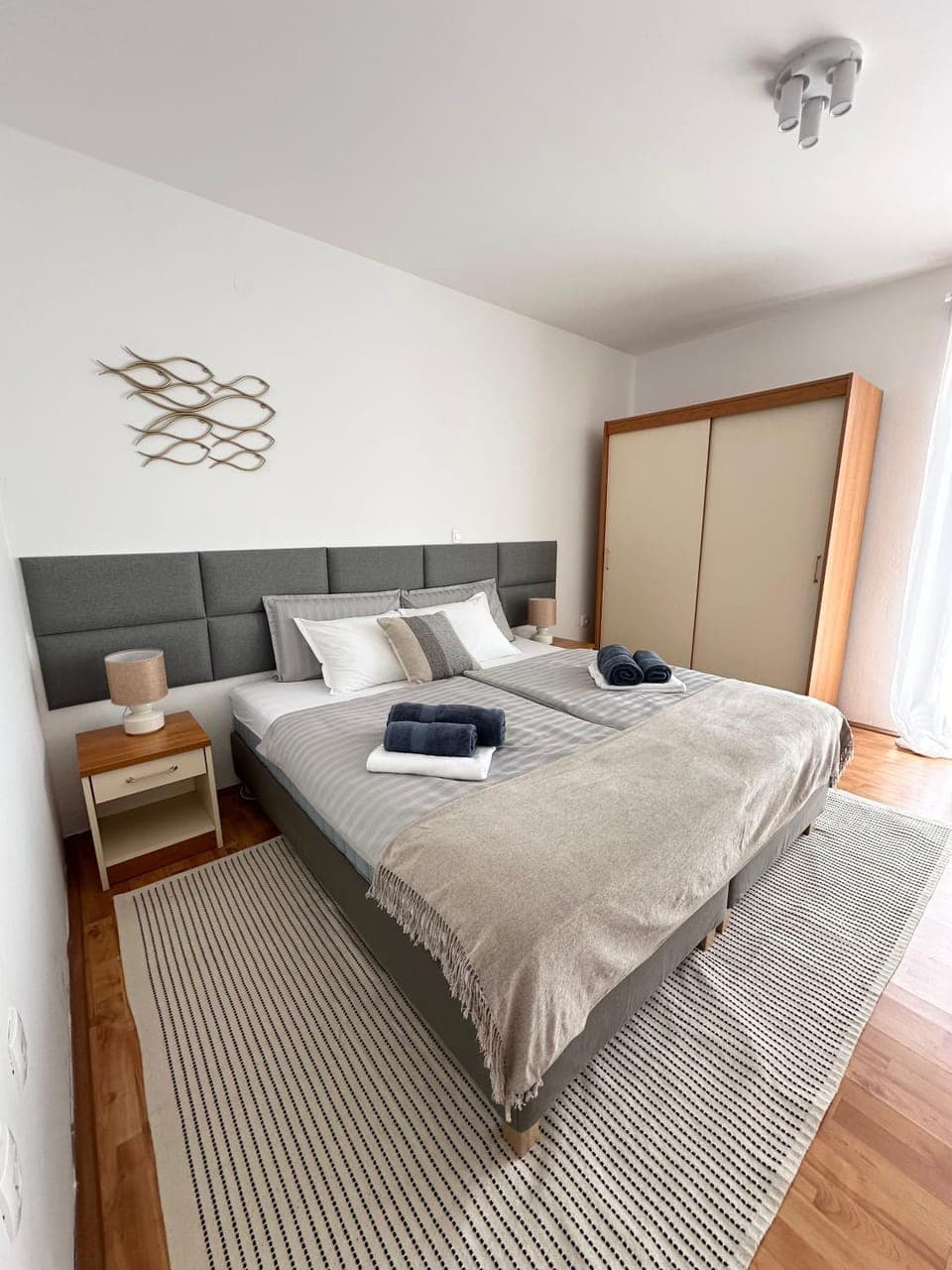 Bed, Photo of the whole room, Bedroom, towels, wardrobe