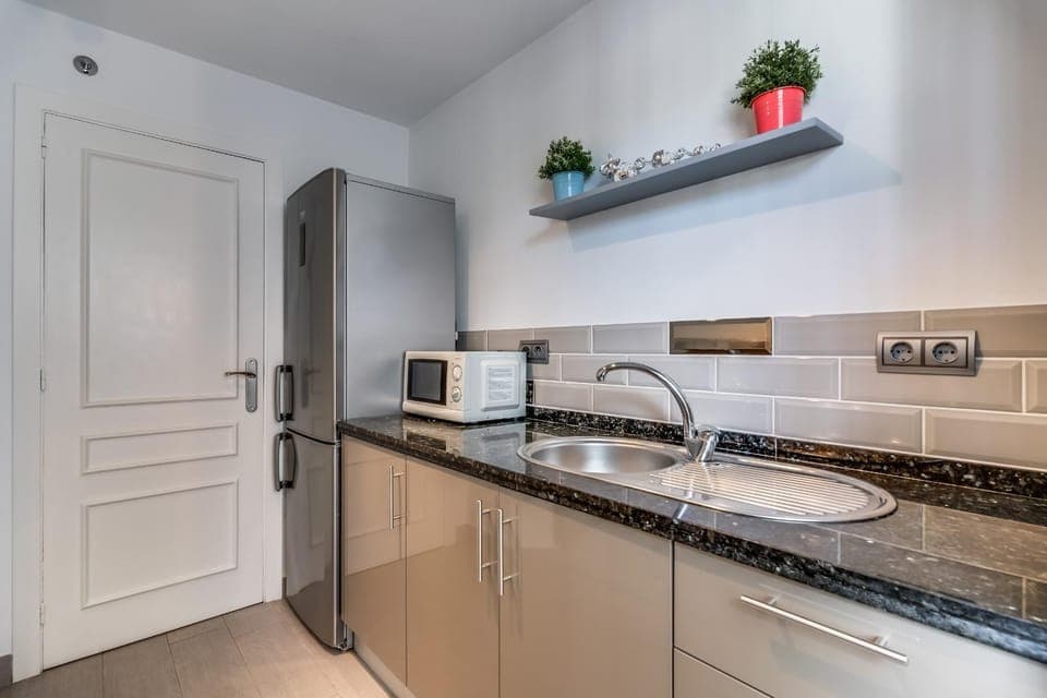 Kitchen or kitchenette, dishwasher, stove