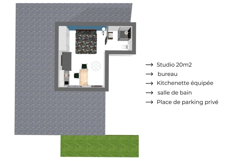 Bathroom, TV and multimedia, Coffee/tea facilities, Kitchen or kitchenette, Floor plan, Bedroom