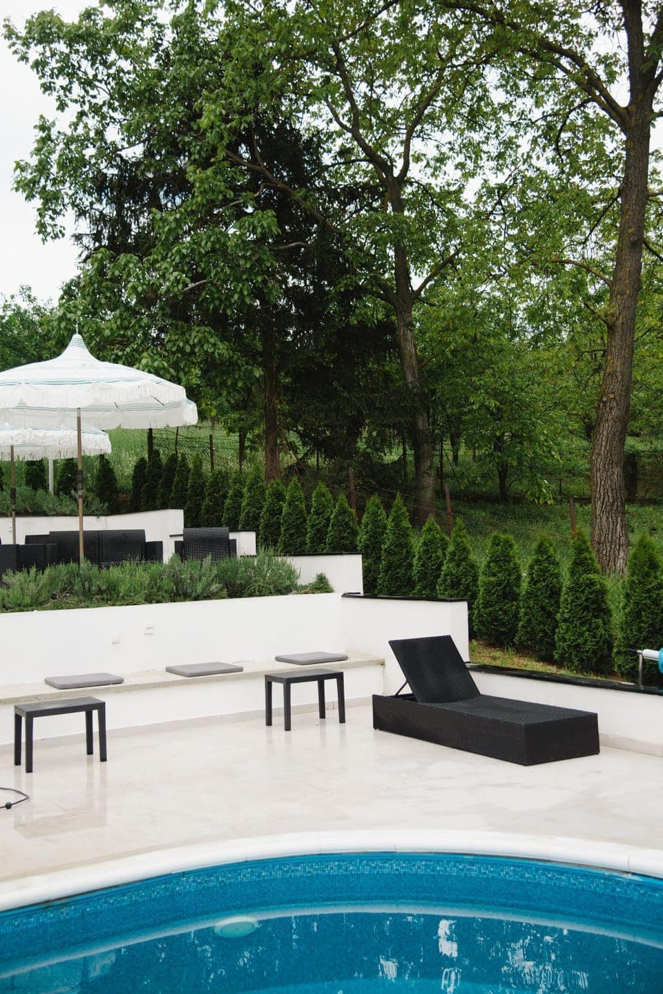 Patio, Seating area, Garden view, Pool view