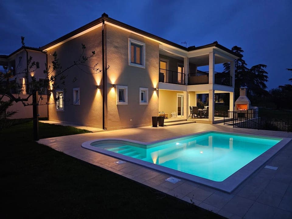 Property building, Night, Pool view, Swimming pool