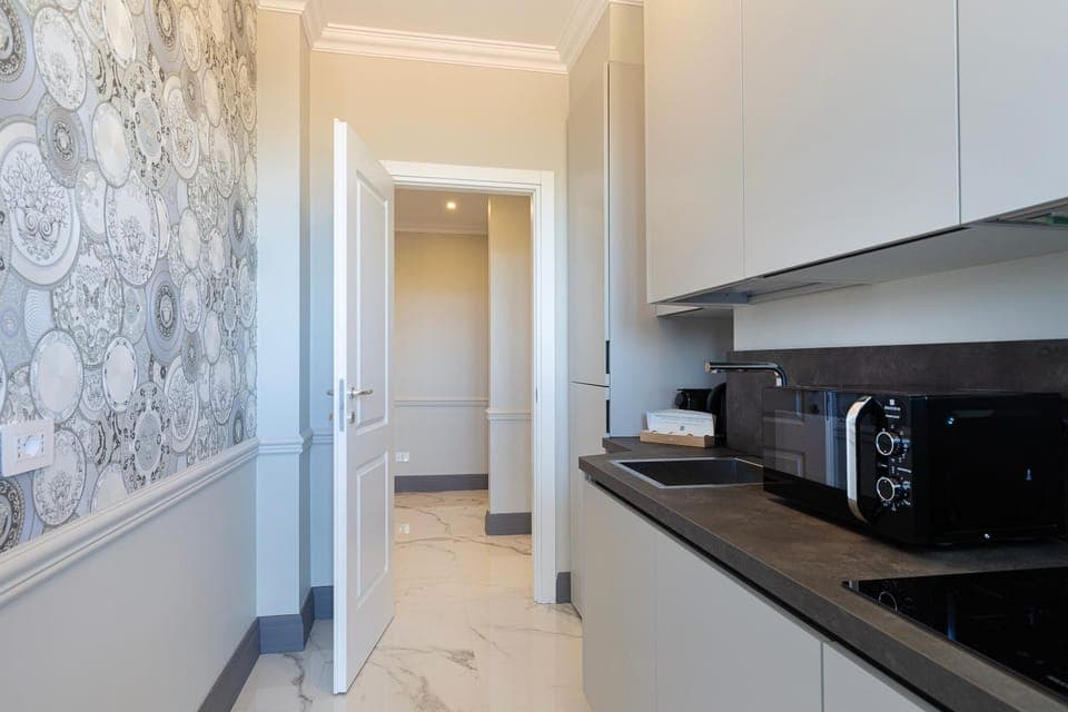 Kitchen or kitchenette, minibar, stove