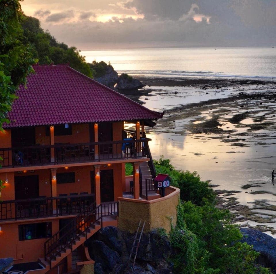 Property building, Natural landscape, Beach, Sea view, Sunset