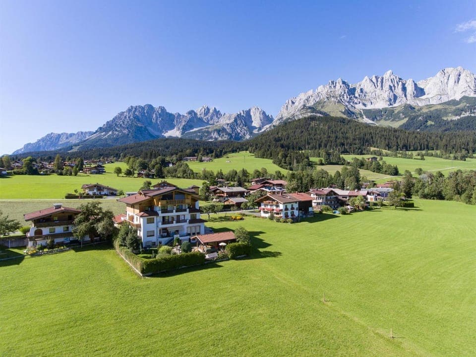 Property building, Natural landscape, Bird's eye view, Mountain view