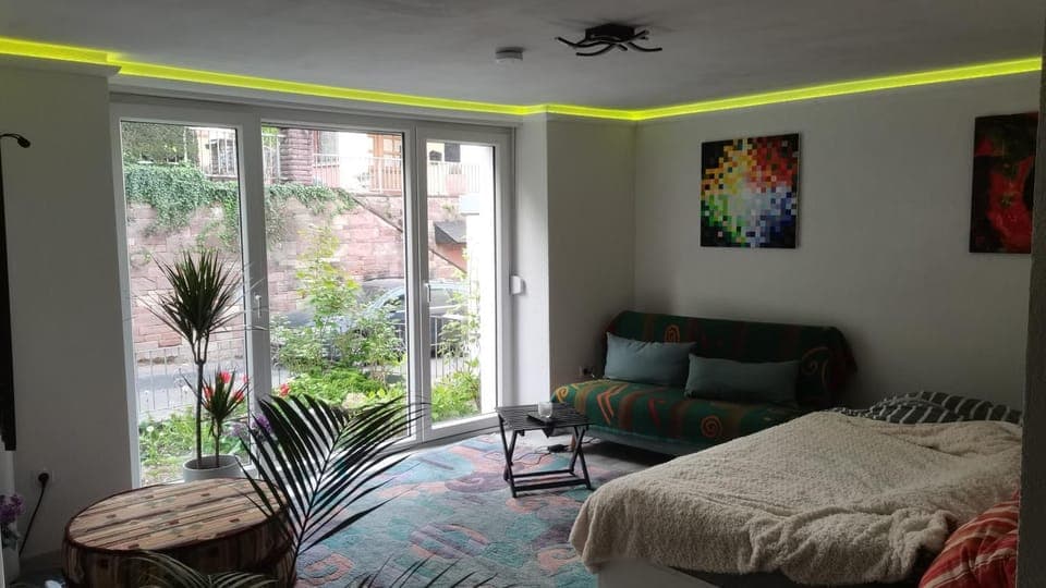 Bed, Living room, Photo of the whole room, Seating area, Bedroom