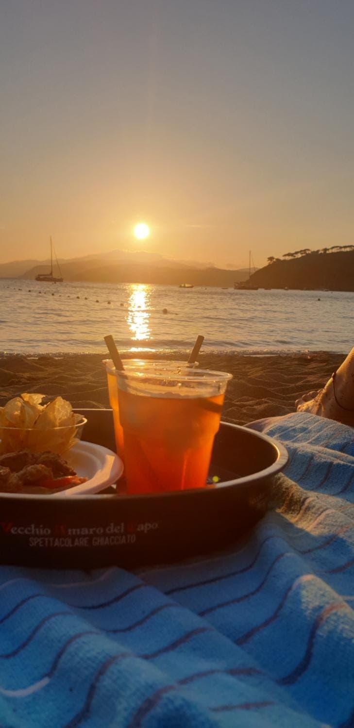 Food and drinks, Beach, Sunset