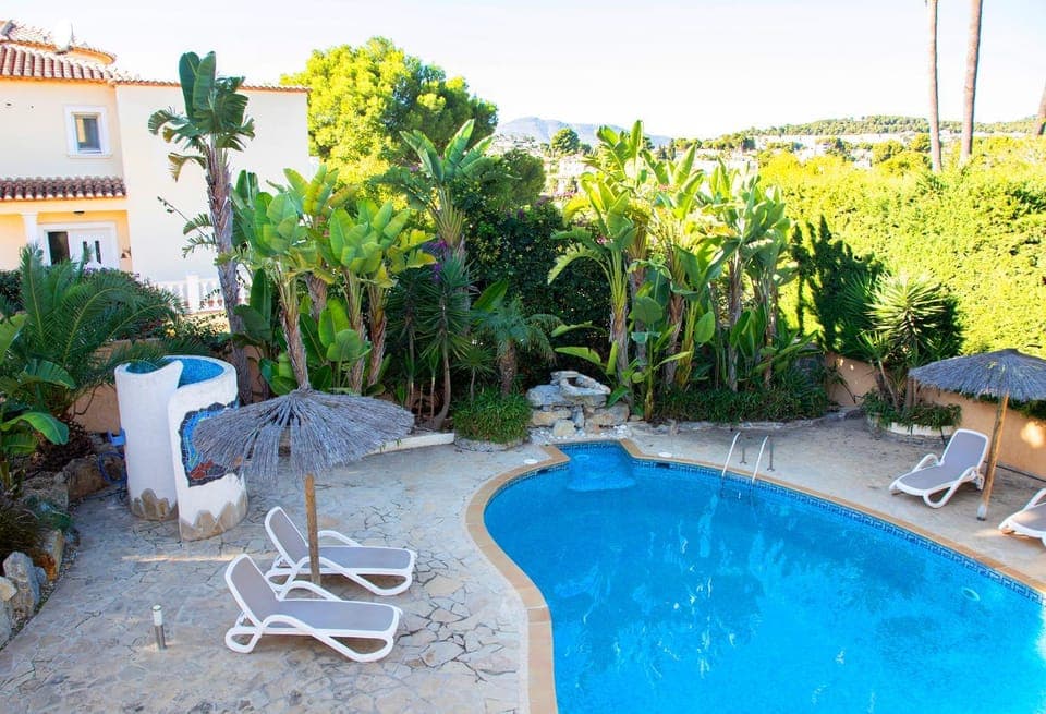 Property building, Living room, Swimming pool