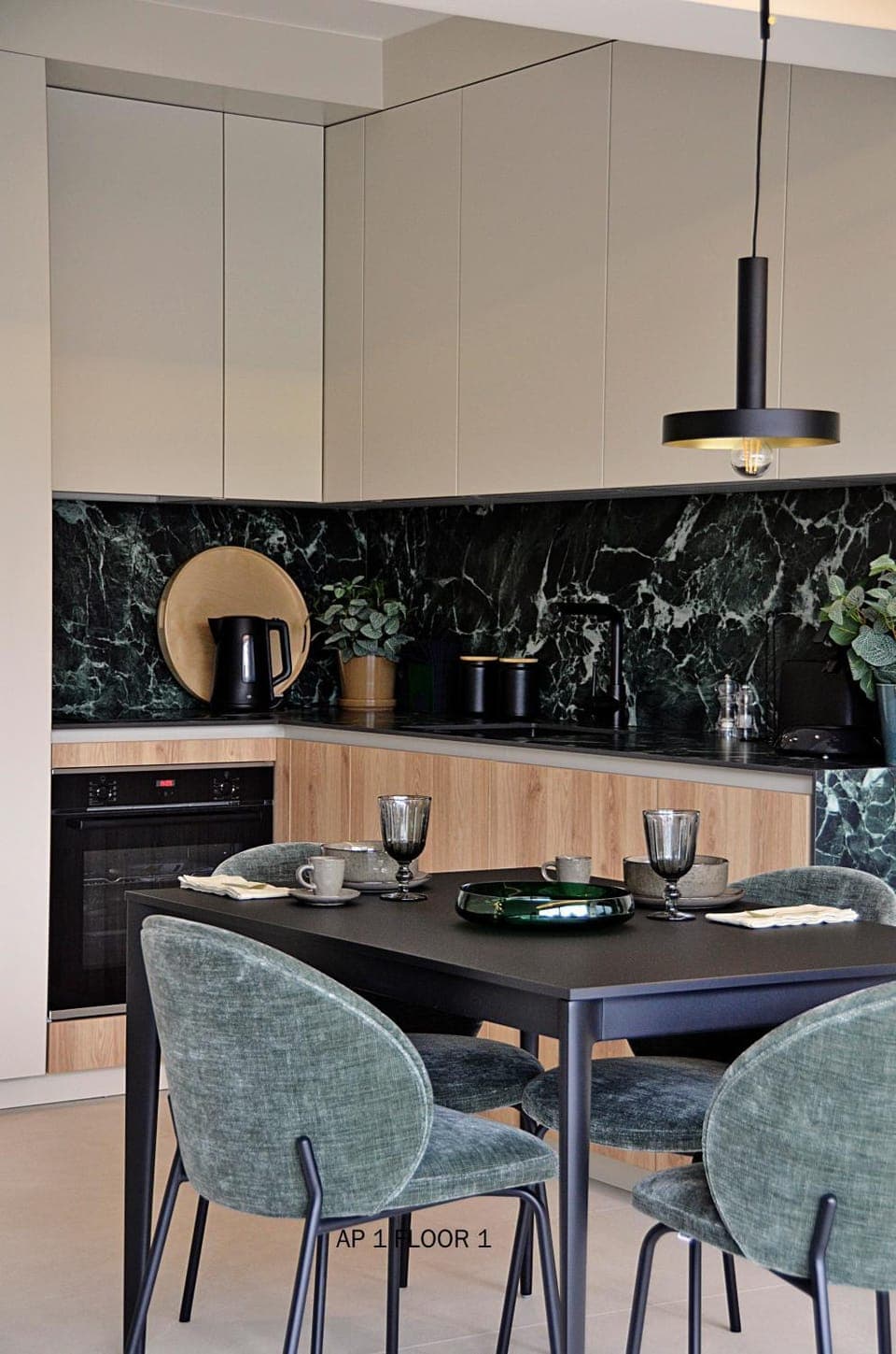 Kitchen or kitchenette, Living room, Dining area