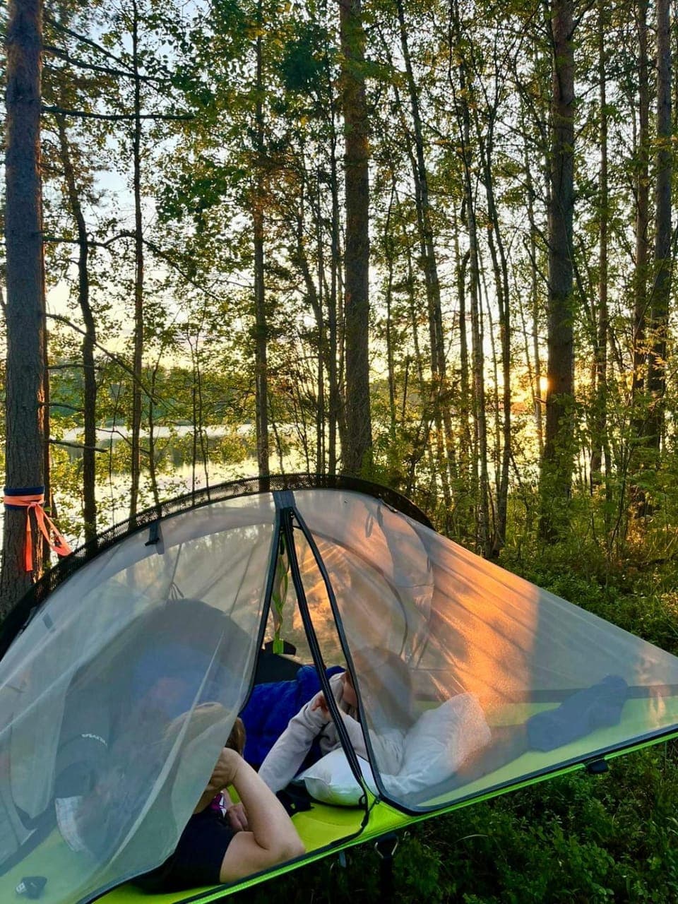 People, Lake view, Sunset