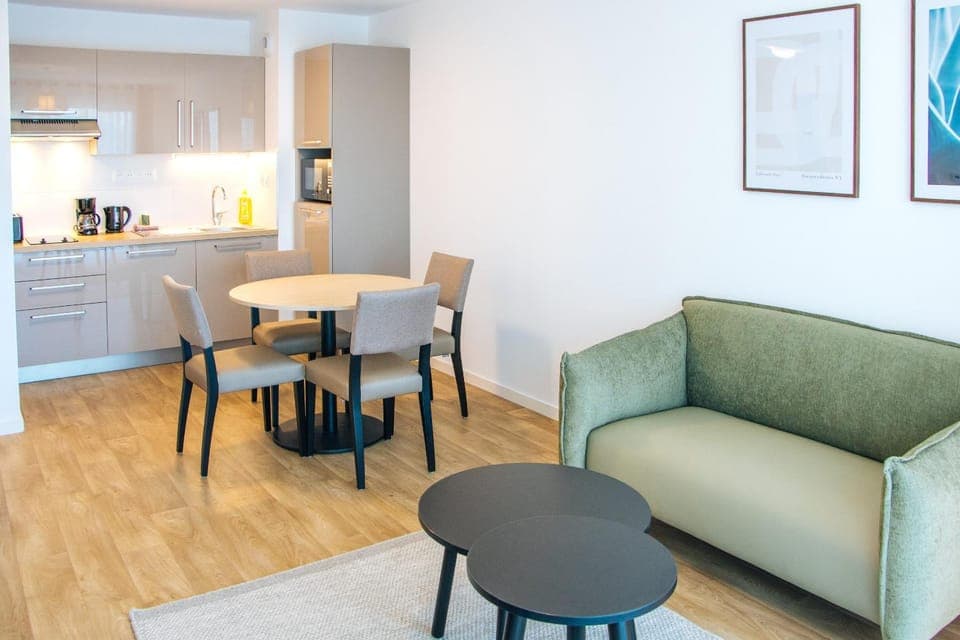 Kitchen or kitchenette, Living room, Dining area