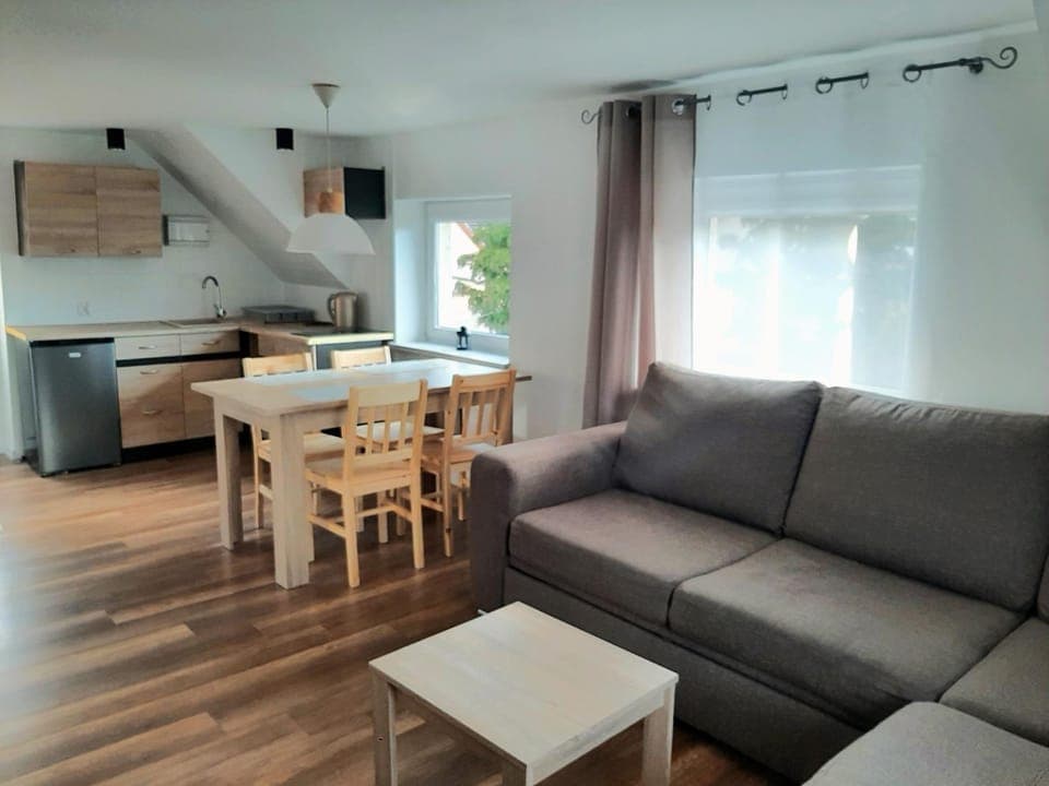 Kitchen or kitchenette, Living room, Seating area, Dining area, pet friendly, stove