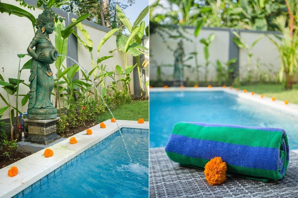Garden, Garden view, Pool view, Swimming pool, towels