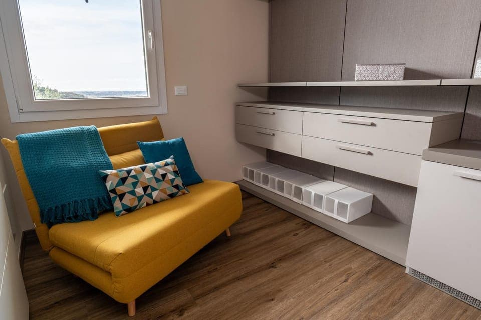 Seating area, wardrobe