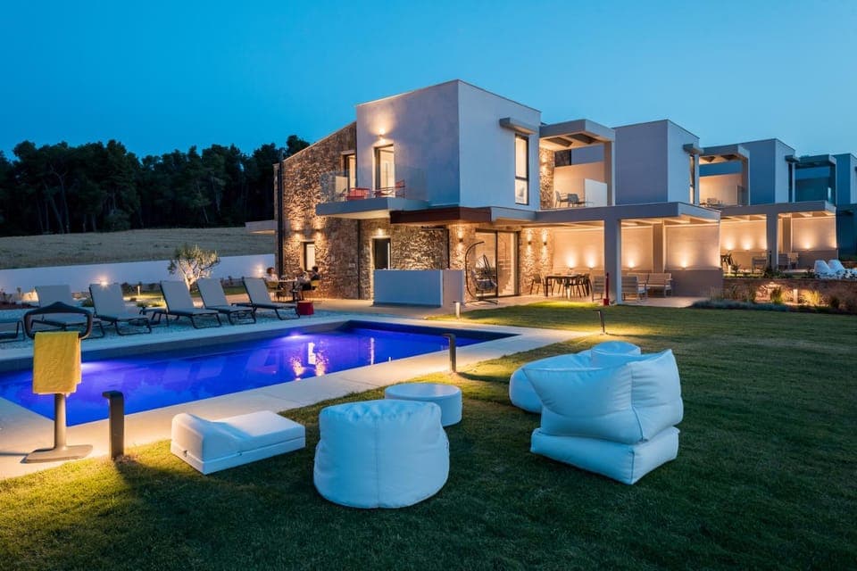 Property building, Living room, Garden view, Pool view, Swimming pool