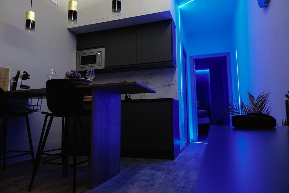 Kitchen or kitchenette, minibar, oven