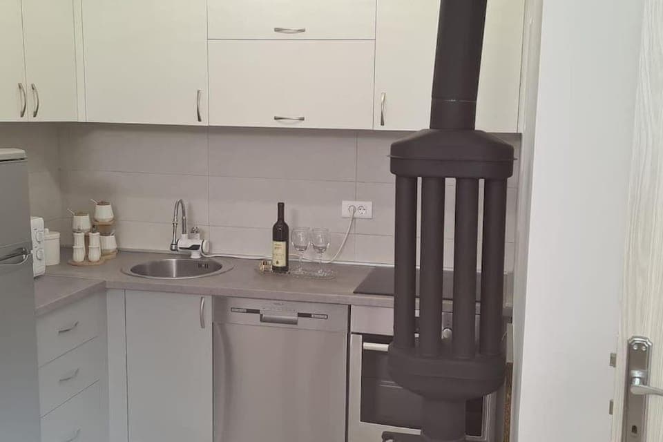 Kitchen or kitchenette, oven, stove