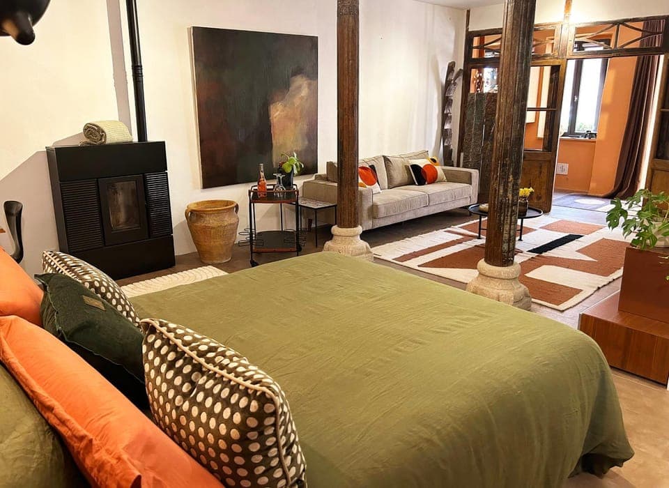 Communal lounge/ TV room, Bed, Living room, Photo of the whole room, Bedroom, fireplace