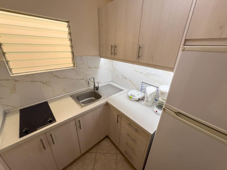 Kitchen or kitchenette, stove