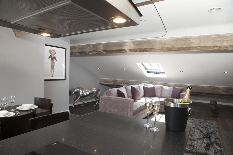 Kitchen or kitchenette, Living room, Dining area