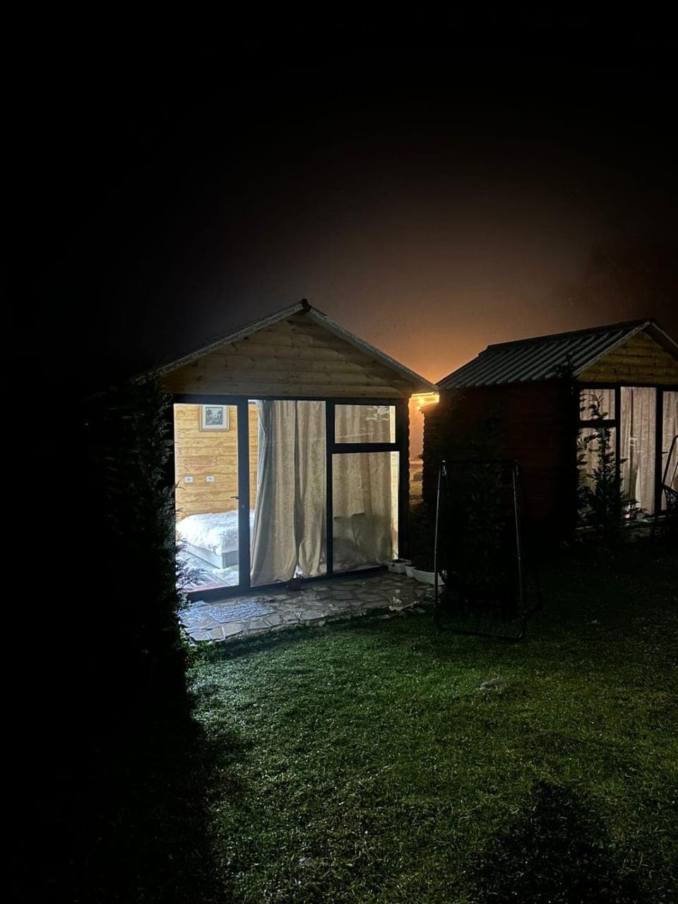 Property building, Night, Garden, Garden view