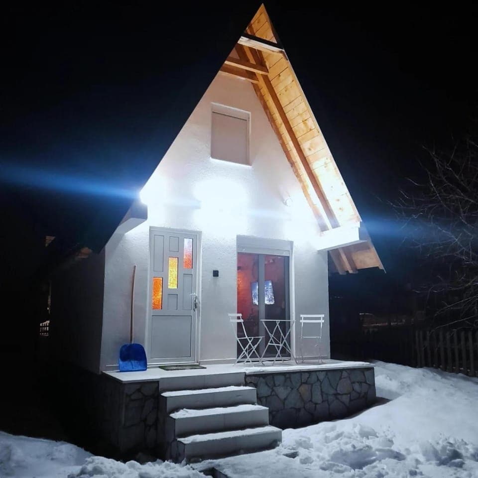 Property building, Night, Winter