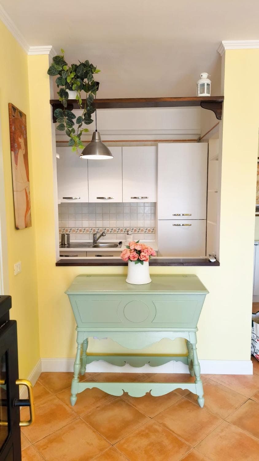 Kitchen or kitchenette, stove