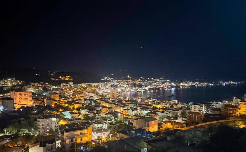 Night, Natural landscape, Bird's eye view, City view, Sea view