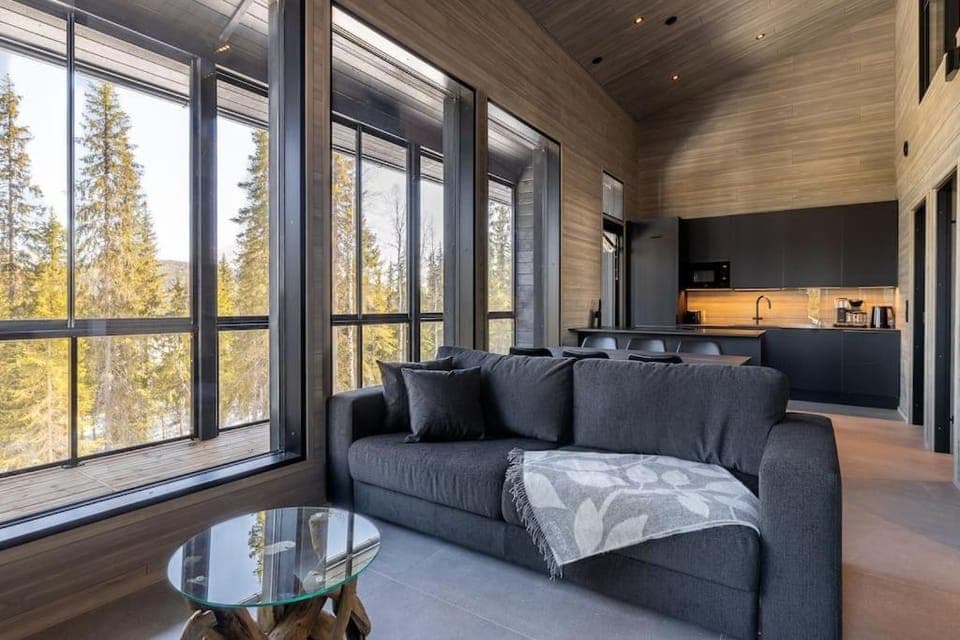 Kitchen or kitchenette, Living room, Seating area